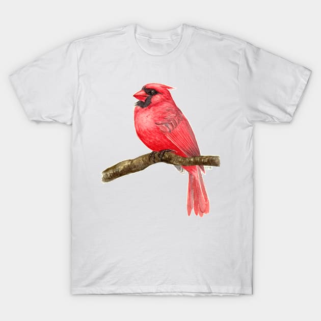 Cardinal bird watercolor T-Shirt by katerinamk